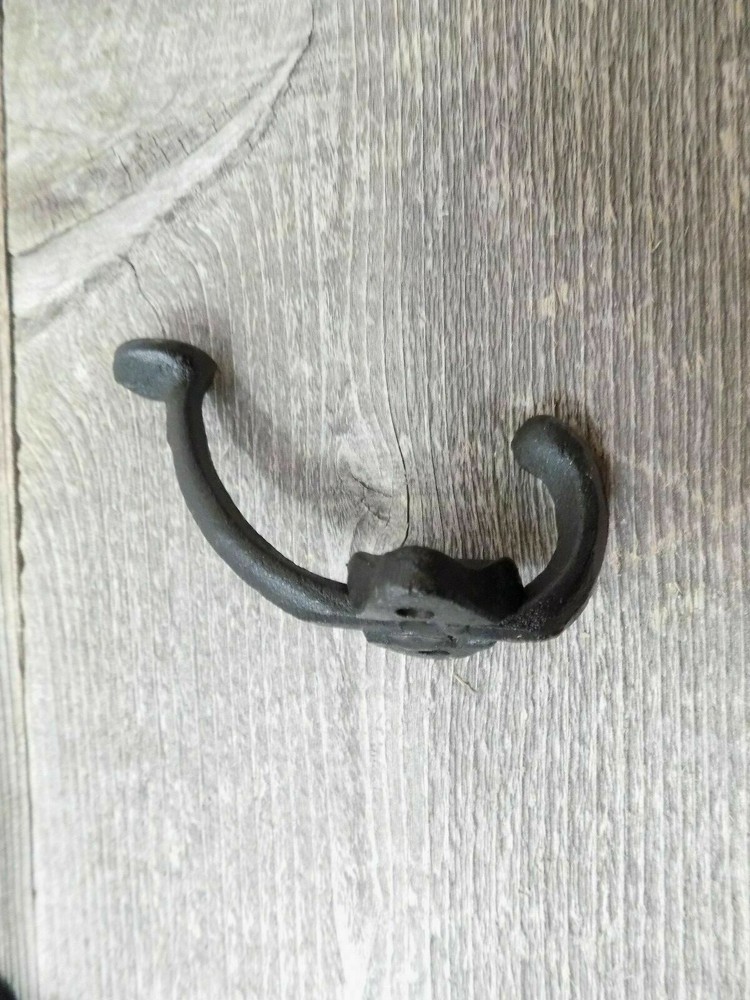 10 Black Coat Hooks Hat Rack Hall Tree Closet Cast Iron Restoration Hardware Cup