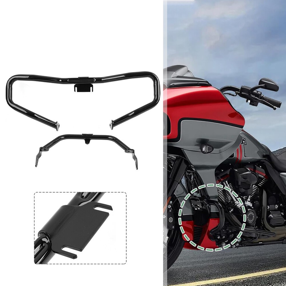 Engine Guard Bar Fairing Support Bracket For Harley Road Glide FLTRX 15-23 Black