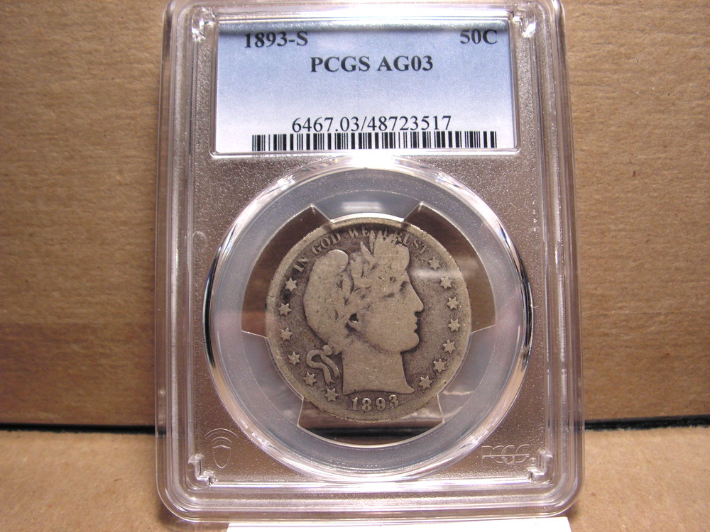 1893 - S Barber Half Dollar. PCGS AG03.