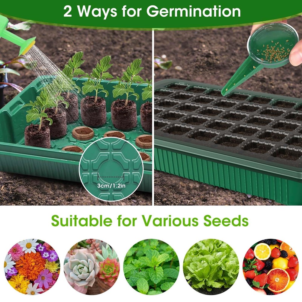 80-Cell Seed Starter Tray with Grow Light, 2-Pack Adjustable Brightness Seed ...