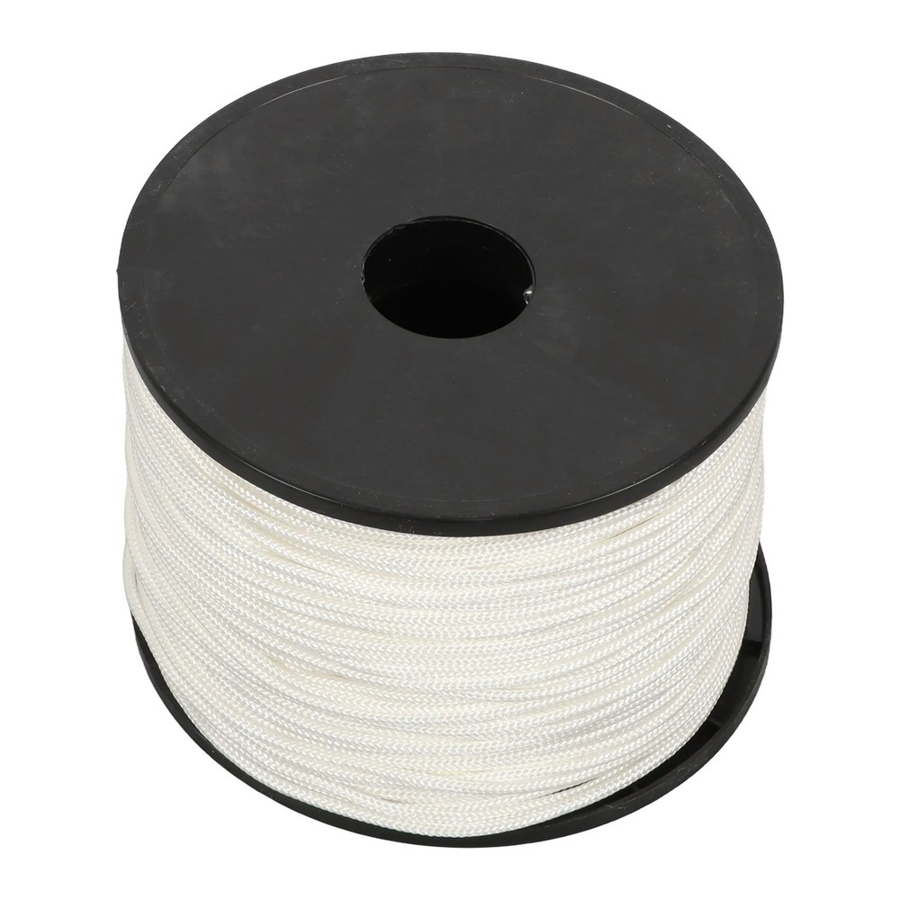 1/8 in White Dacron Polyester Cord - 500 Foot Spool Industrial Solid Braid Rope