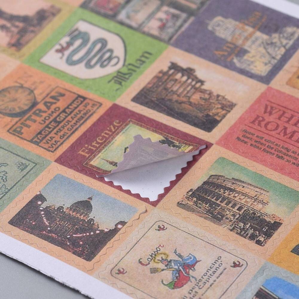 Postage Stamp shape label stickers 5 sheets per pack Very Nice for envelope s50