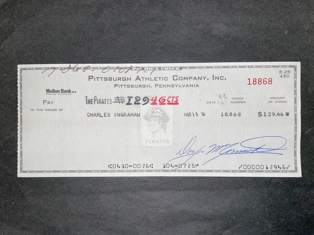 1978 Pittsburgh Pirates: Payroll Check: Charles Ingraham