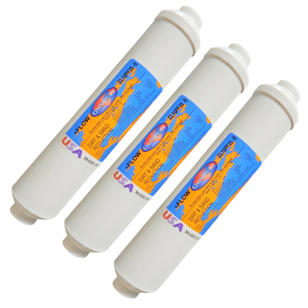 Omnipure CL10PF25-B Sediment 25MC Water Filter ( 2" X 10" ) 1/4"Npt (3 pack)