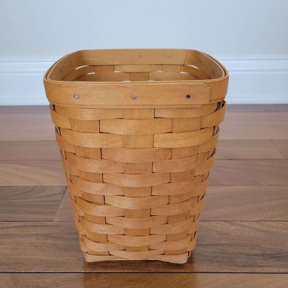 Longaberger Medium Spoon Basket Vintage 1997, Blue Plaid liner (Threadbare)
