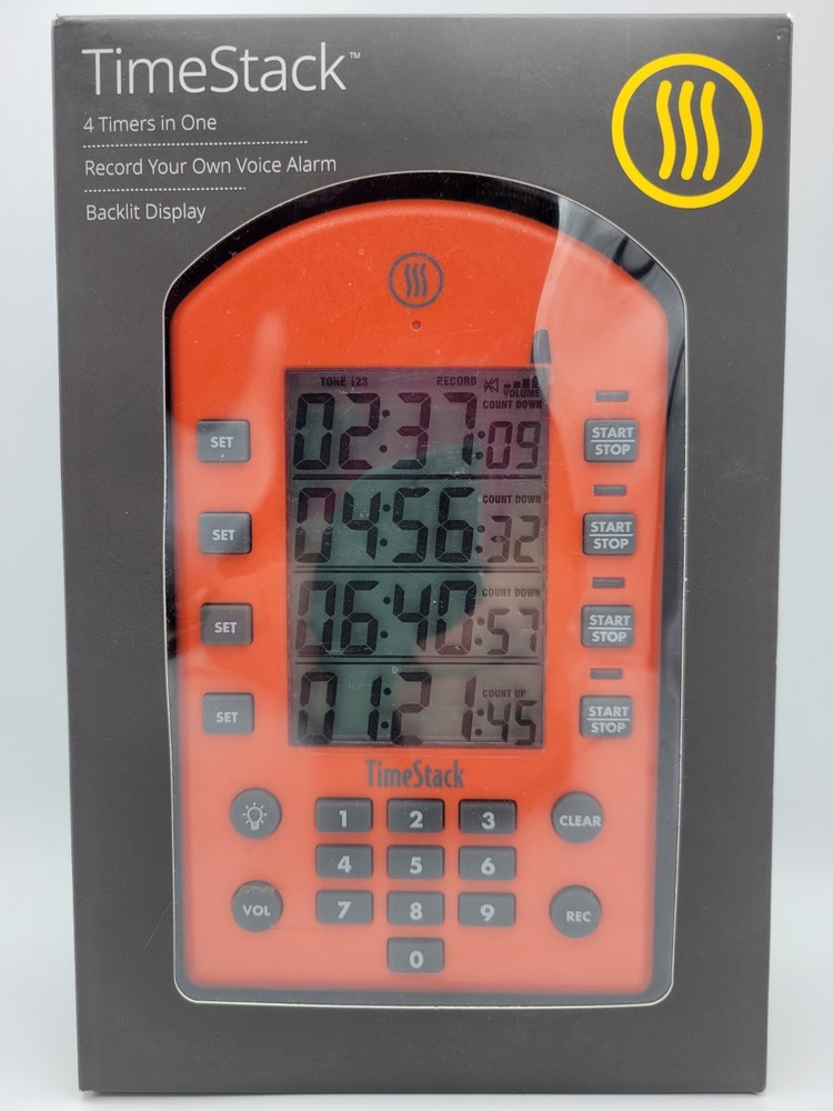 Thermoworks TimeStack TX-4400-OR Orange 4-Display Timestack Timer with Keypad