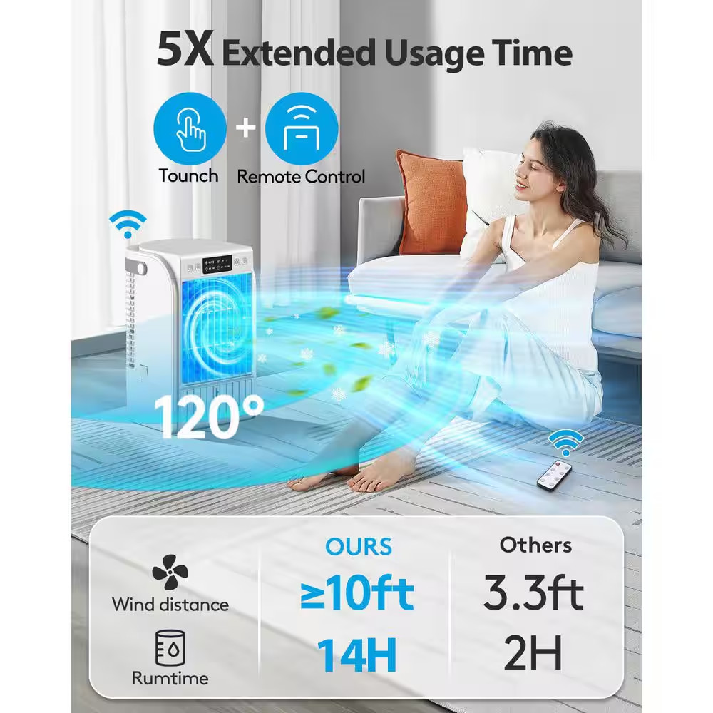 Portable Air Conditioner with 4-In-1 Function, 7 - Color Light, Extended Runtime