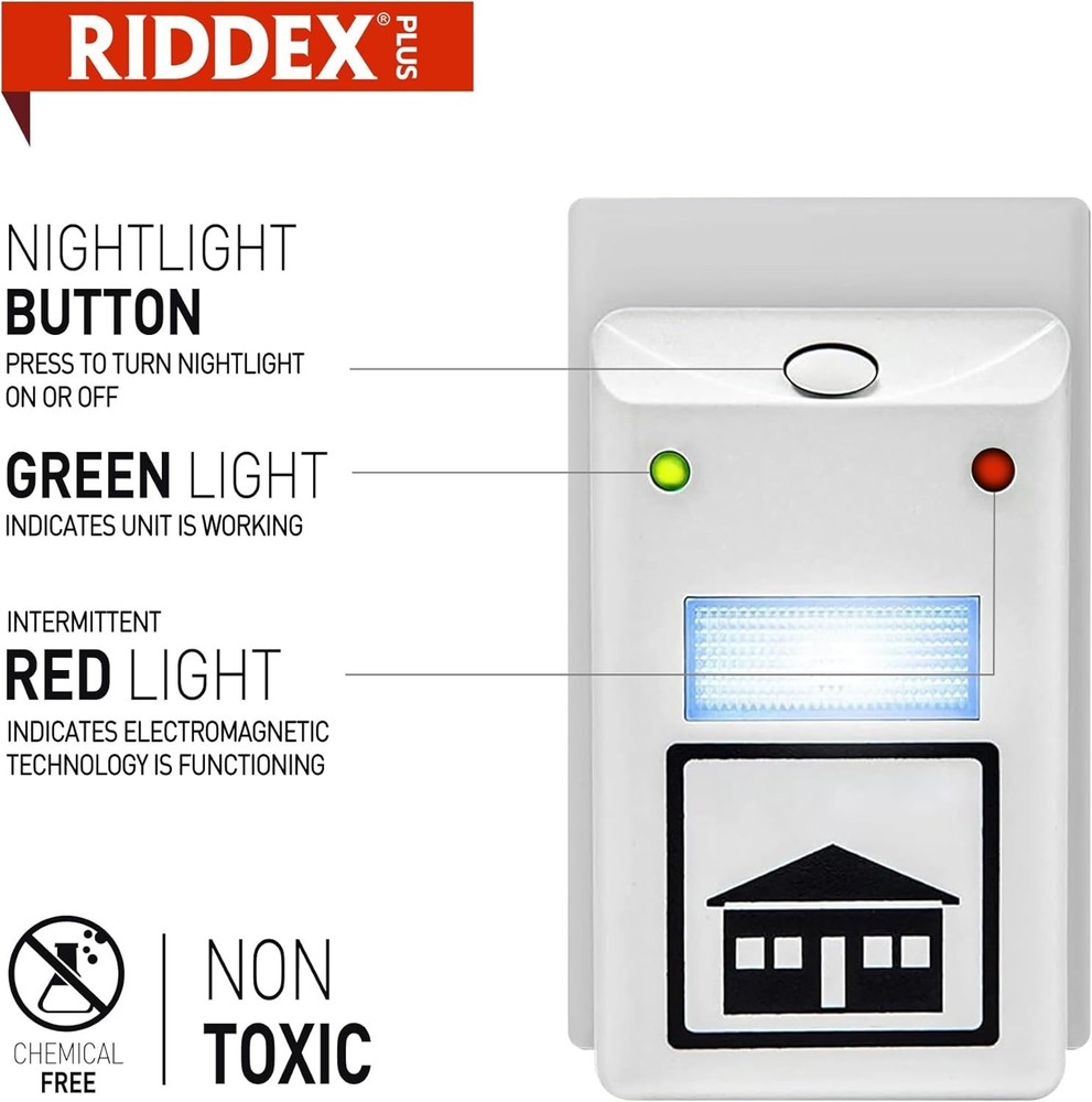 Plug-in Pest Repeller 2-Pack White, Safe & Silent Electromagnetic Waves
