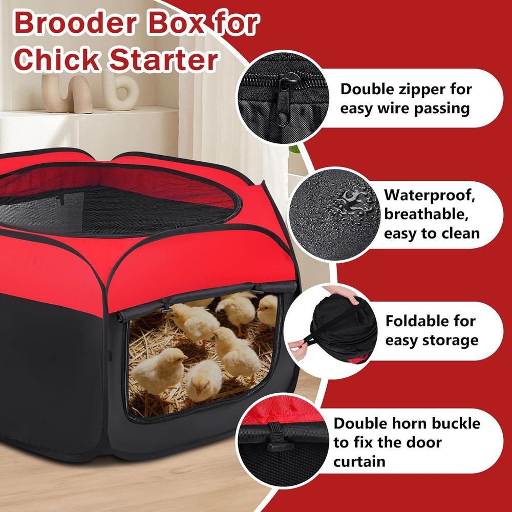Brooder Box for Chicks, Chicken Brooder Box Starter Kit up to 15 Baby Chicken Ca