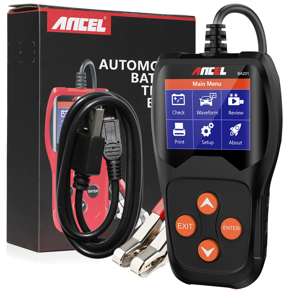 ANCEL BA201 12V Battery Tester 100-2000 CCA Battery Analyzer Cranking Charging