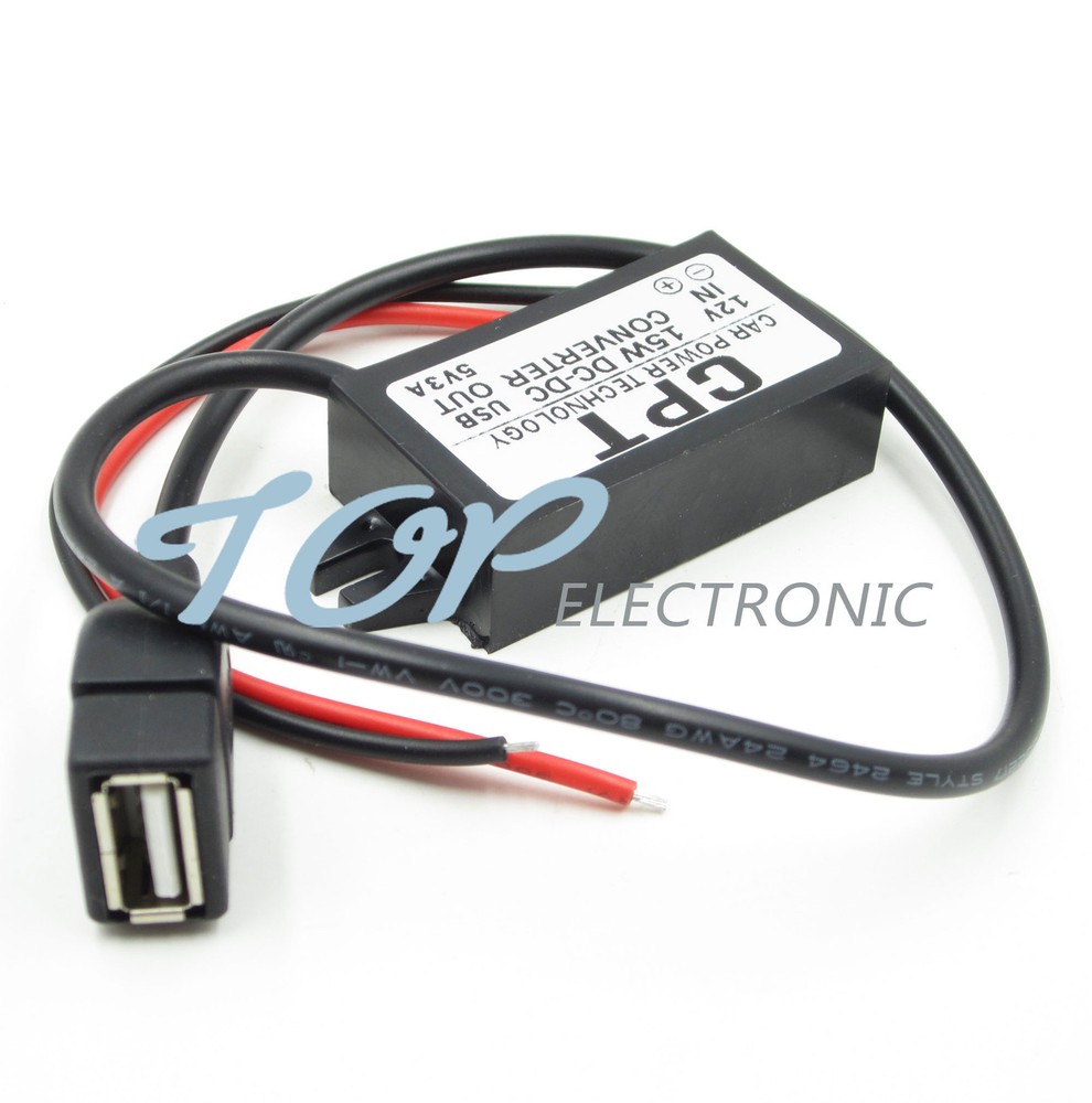 DC-DC 12V To 5V Converter Step Down Module USB Output Power Adapter 3A 15W