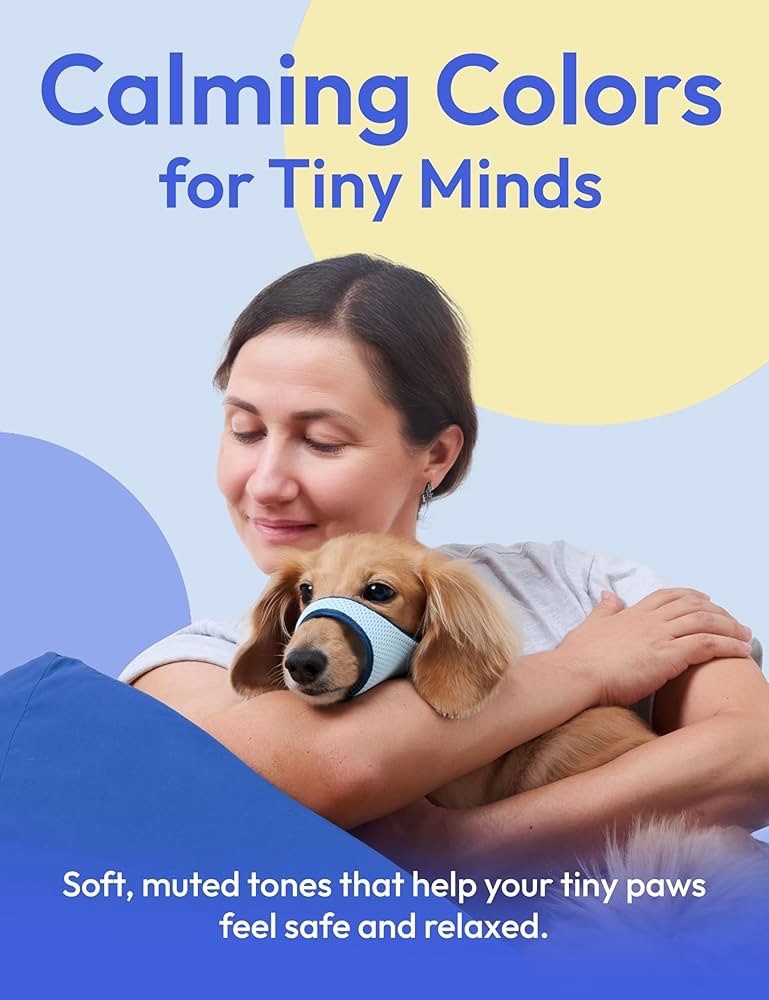 Small Dog Muzzle Grey Blue – Soft Breathable Mesh Adjustable, 4.3” x 0.8”