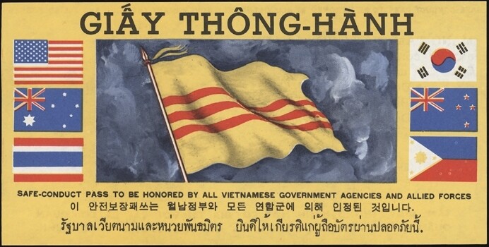 VIETNAM, 1970s.. Propaganda Leafet Safe Conduct, 7 Flags A