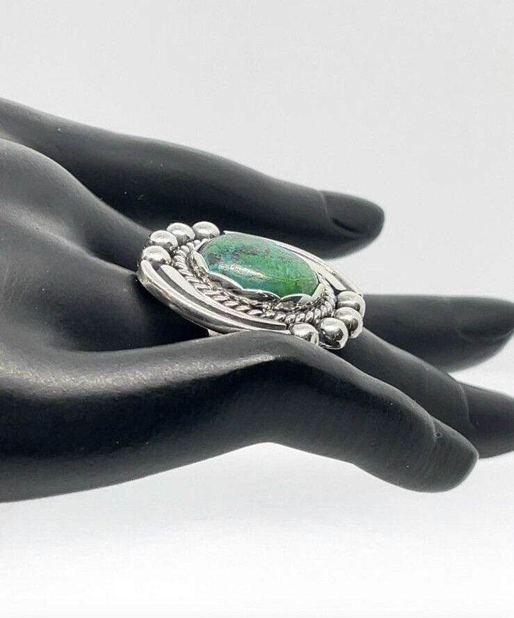Taxco Mexico Sterling Silver Chrysocolla Eagle Mark 2 Ring Size 8