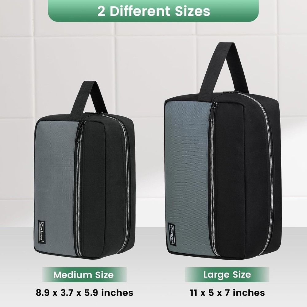 Compact Travel Toiletry Bag - Durable Polyester Makeup Organizer in Black