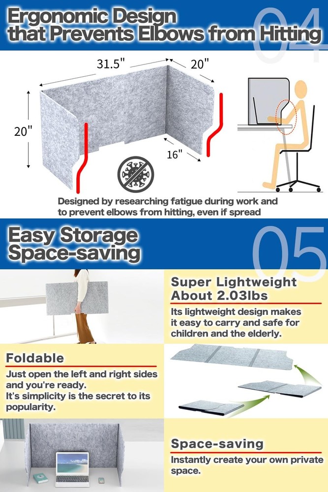 Desk Partition Desk Privacy Panel Desk Divider, Reduce Noise and Visual Distr...
