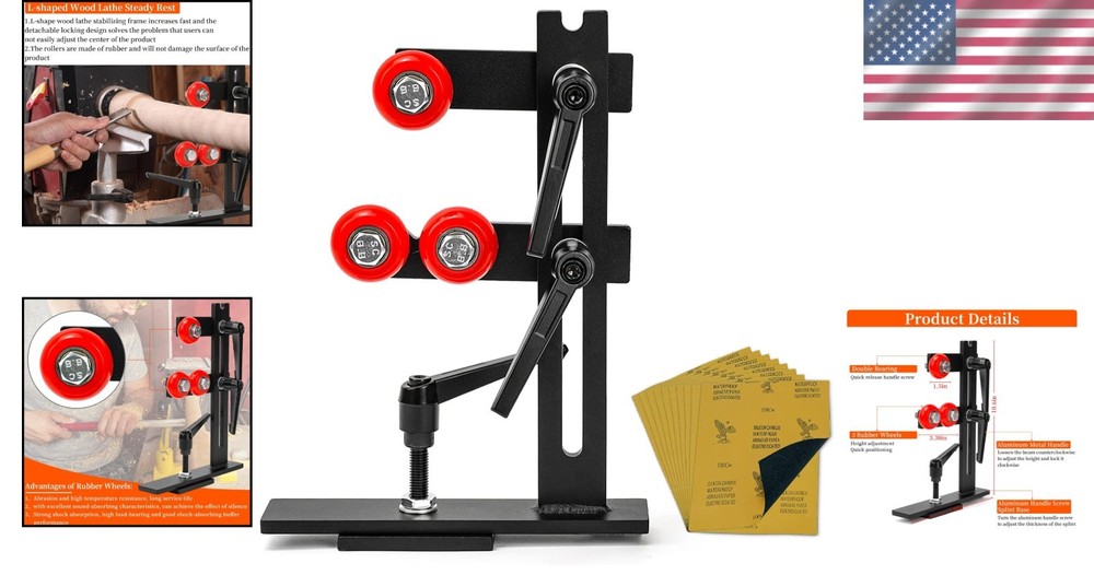 Sturdy Wood Lathe Accessory with Adjustable Wheels