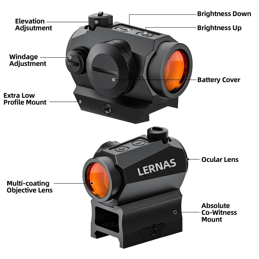 Motion Awake 2MOA Red Dot Sight, 11 Brightness Settings, IPX7 Black