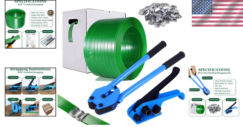Versatile Packaging Strapping Kit - 5/8" Heavy-Duty Strapping for Multiple Uses