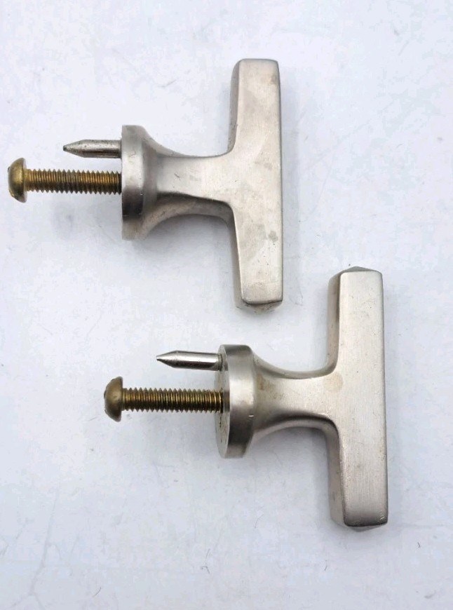 Vintage Pulls Knobs Drawer Handle Deco Crome Old Hardware Lot of 2