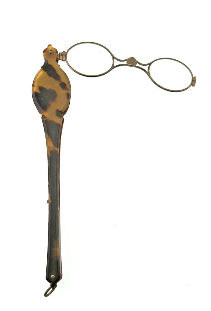 Antique Victorian Faux Tortoise Shell Folding Lorgnette Glasses