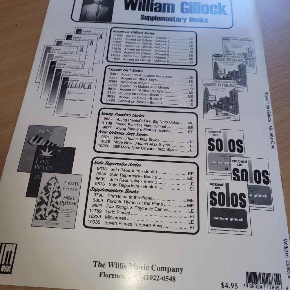 Willis Music Accent On Gillock Volume One Beginning/Elementary Level Piano Solos