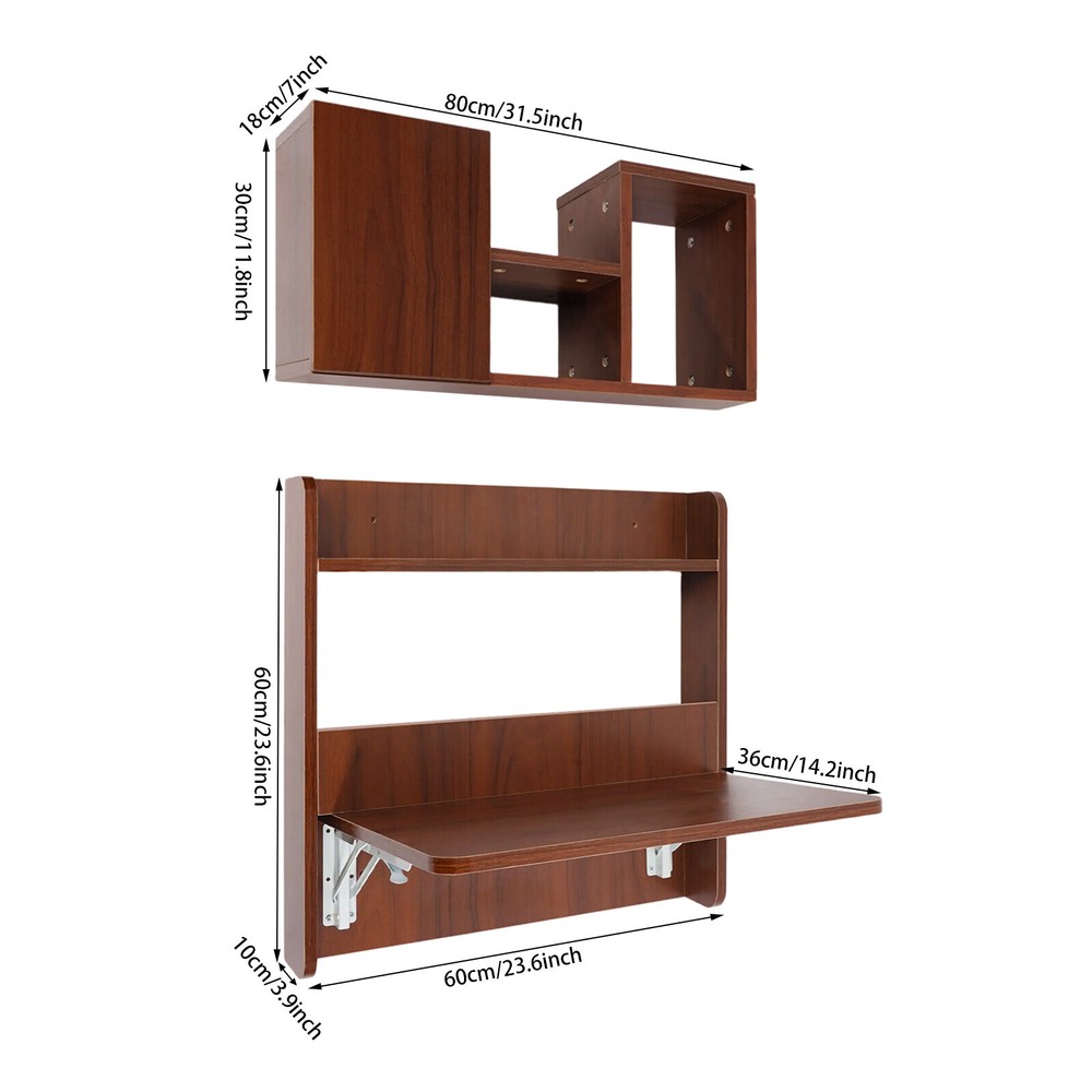 Wall Mounted Bookshelf Folding Space Saving Wall Mounted Table Fold Down Lapto