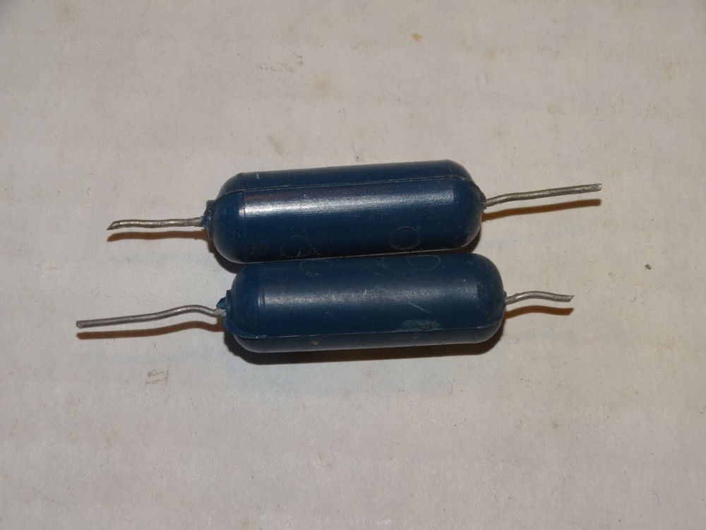 2 - Vintage Blue Molded Ajax .047 200v Tone Capacitor Pulls