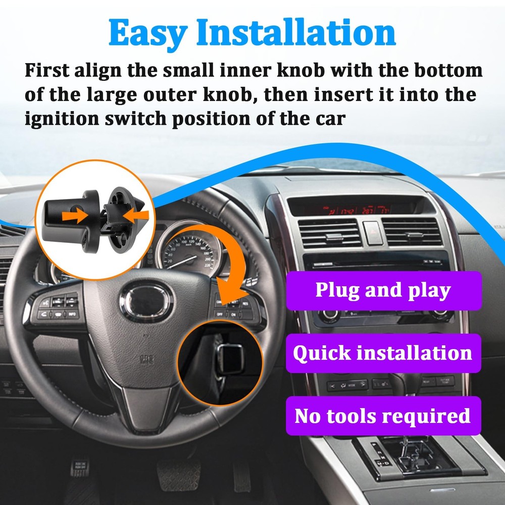 Ignition Key Knob Push Turn Switch for Mazda, Parts Compatible with 2006-2012...