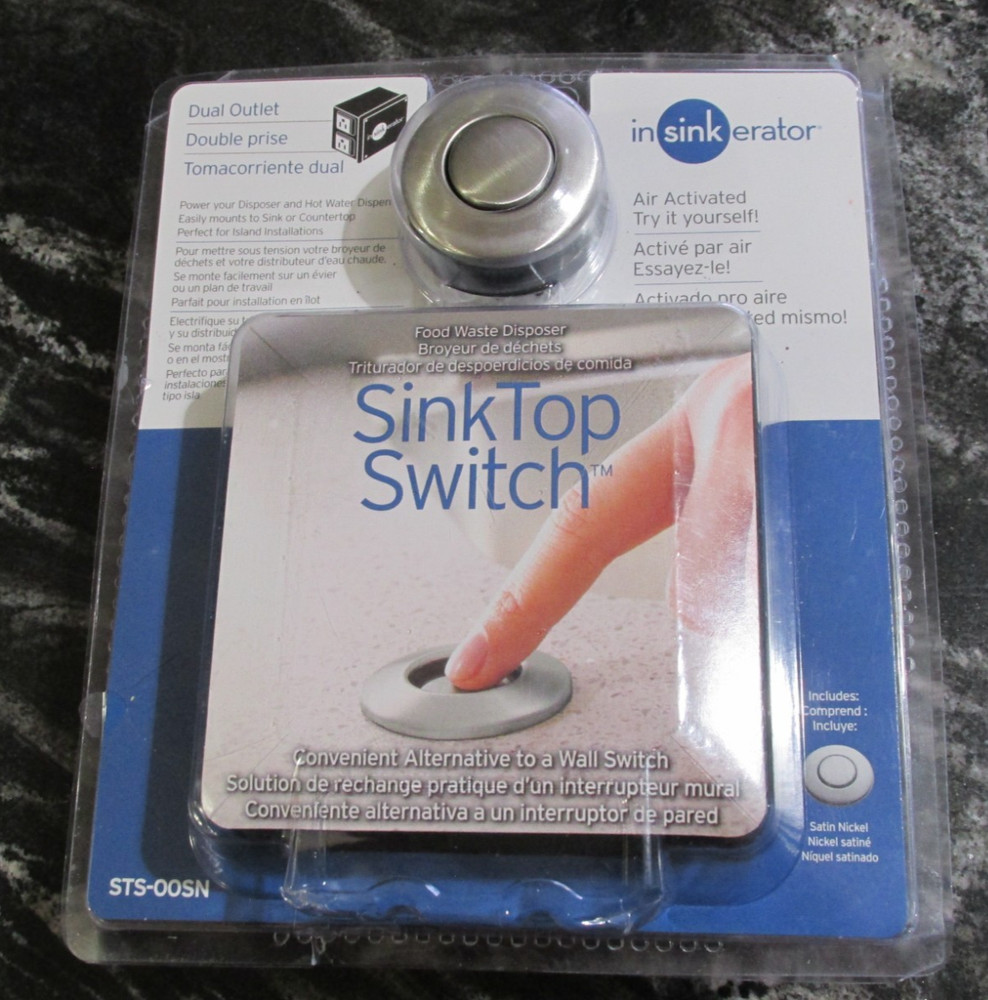 InSinkErator STS-OOSN SinkTop Satin Nickel Button Dual Outlet Switch