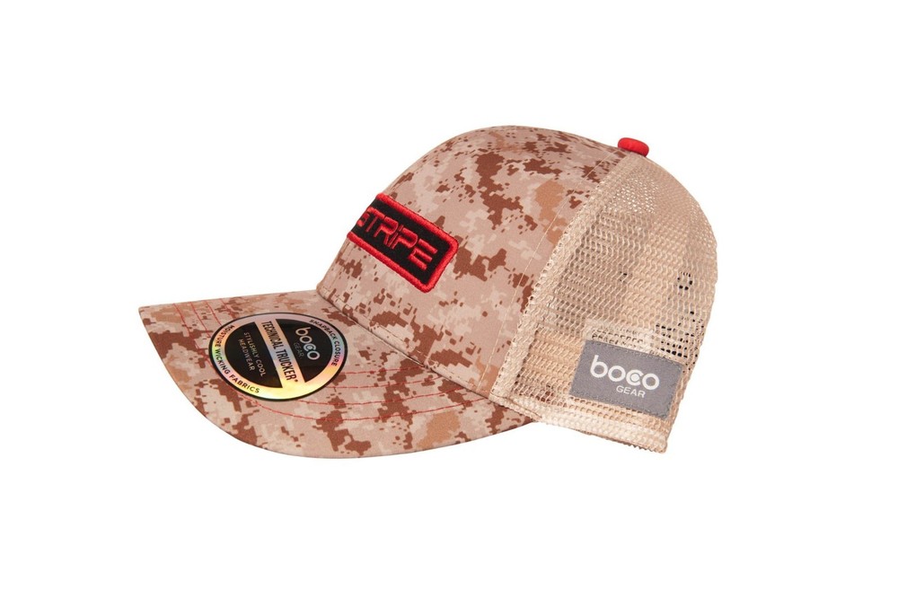 🔥 BOCO Gear Red Stripe Technical Trucker Cap – Built for Runners & Active Life