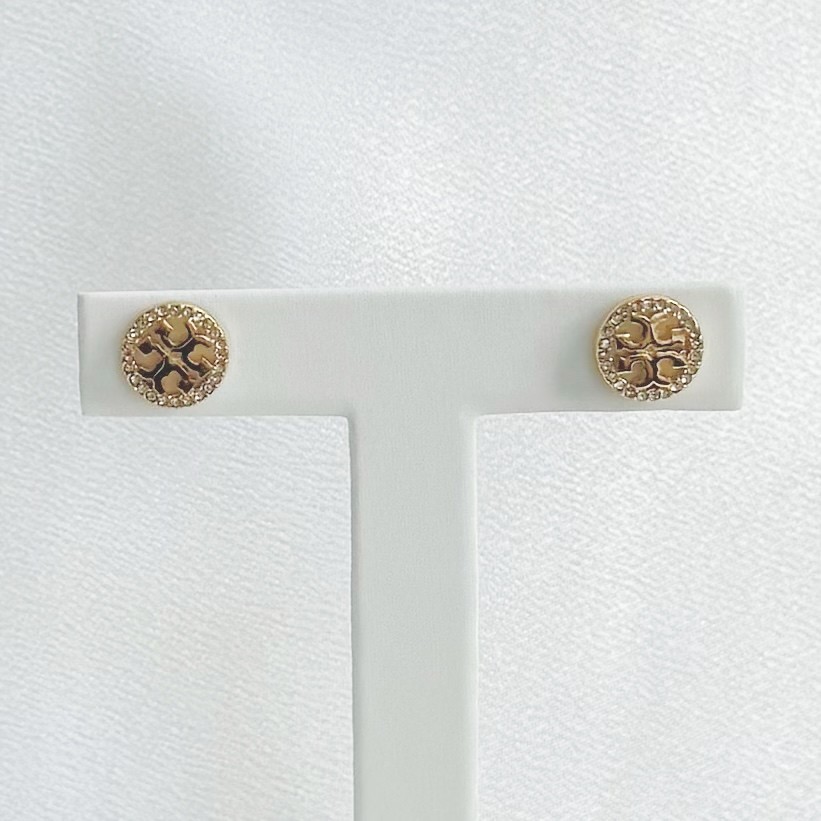 Tory Burch round silver gold stud Earrings