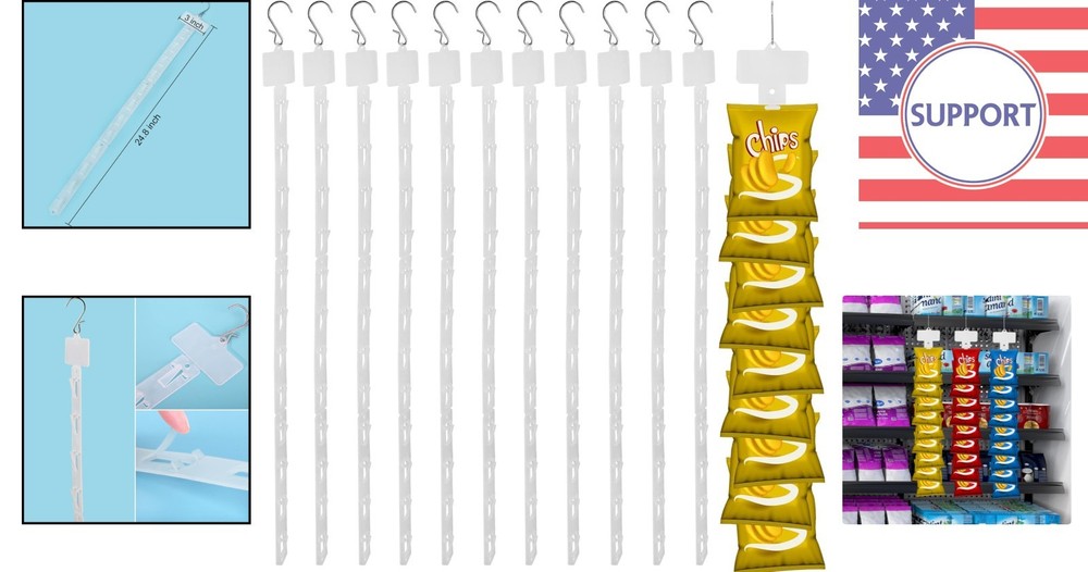 12 Pack Hanging Merchandise Strips with S Hooks – Versatile Retail Display