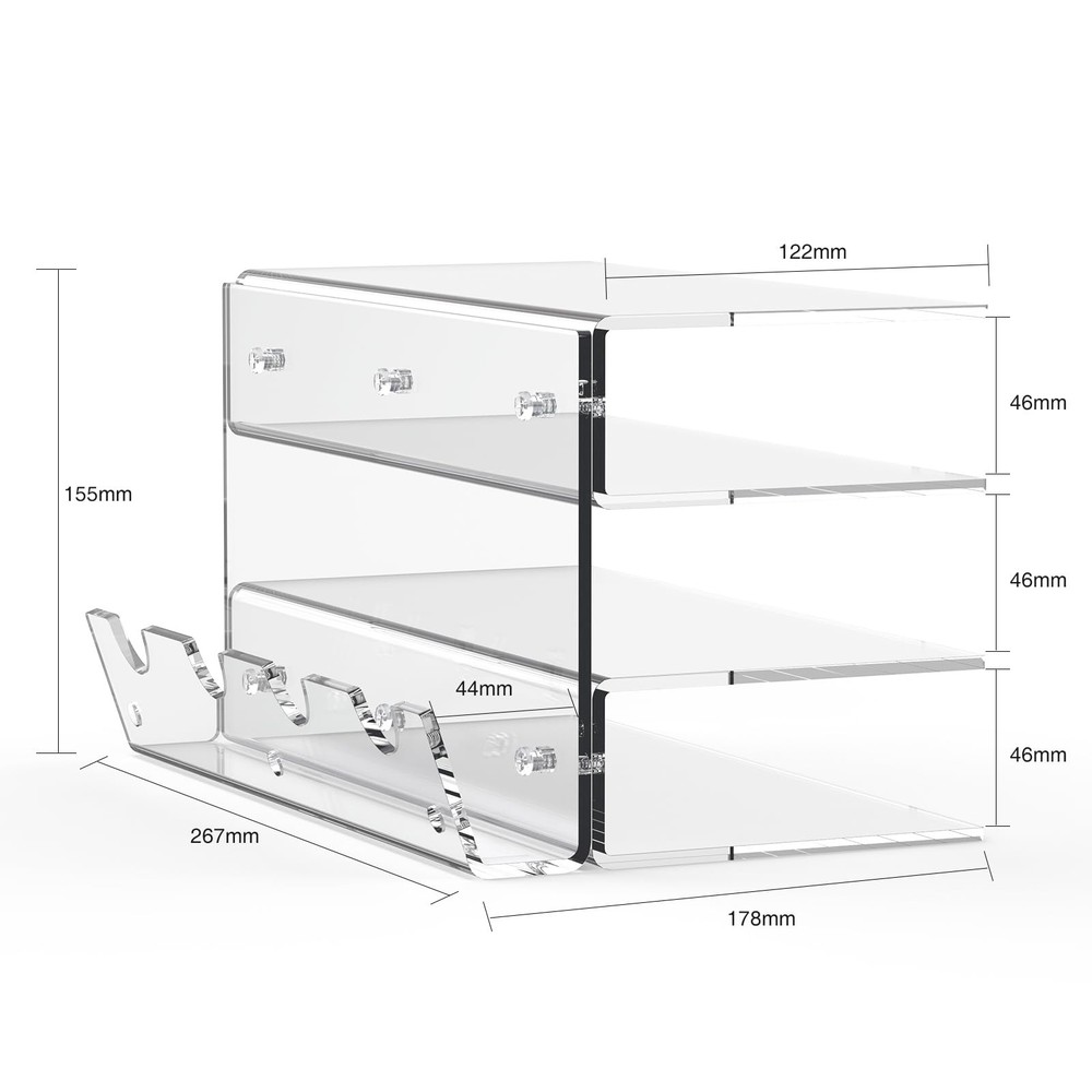 Keyboard Stand Desktop 3 Layer Acrylic Gaming Mouse Storage Dustproof Clear