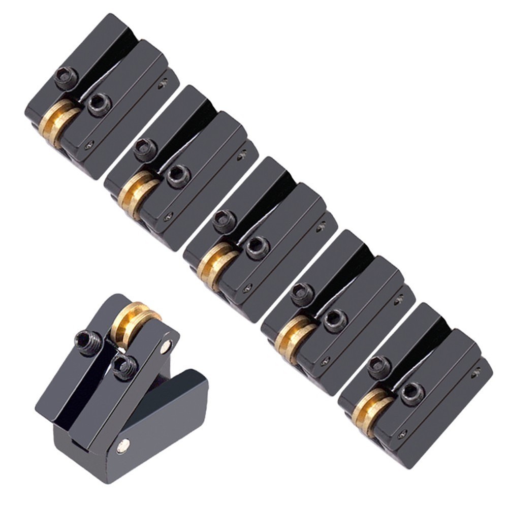 Black Fixed 6 String Guitar Bridge: Easy Install Roller Saddle for Electric