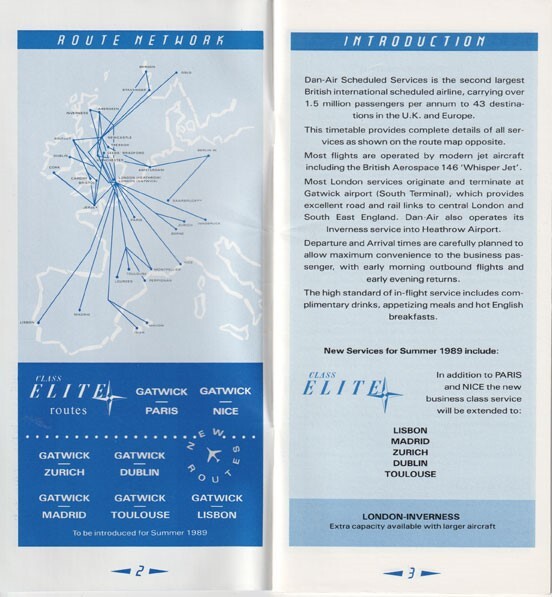 Dan-Air timetable 1989/03/26