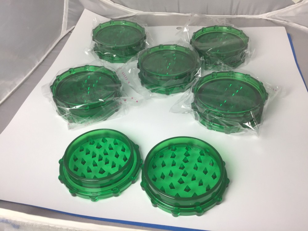Plastic Clear Green Colored Herb Grinder 5pcs