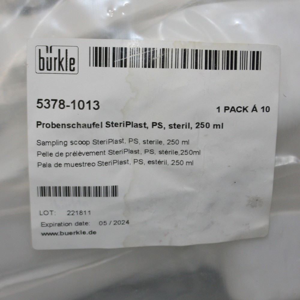 (10) Burkle Sampling Scoops 5378-1013, 250 mL, White Polystyrene, EXP 05/2024