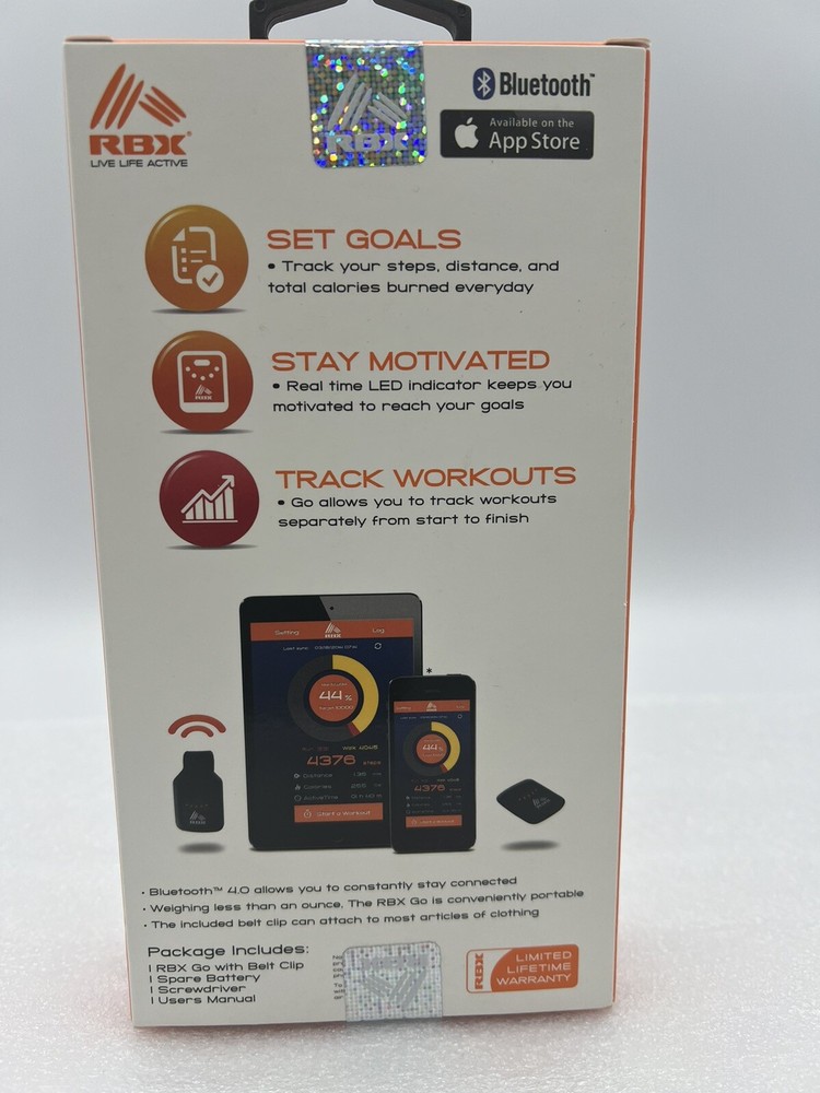 RBX Go Bluetooth 4.0 Activity Tracker Compatible With Apple iPhone iPad iPod iOS