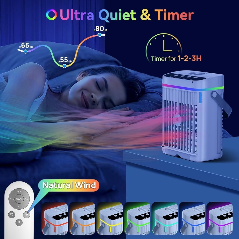 Personal AC Unit - Evaporative Cooling Fan with Adjustable Speeds & Timer
