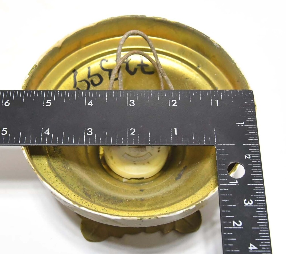 VINTAGE PRESSED BRASS CEILING MOUNT FLOWER ROSETTE LIGHT FIXTURE