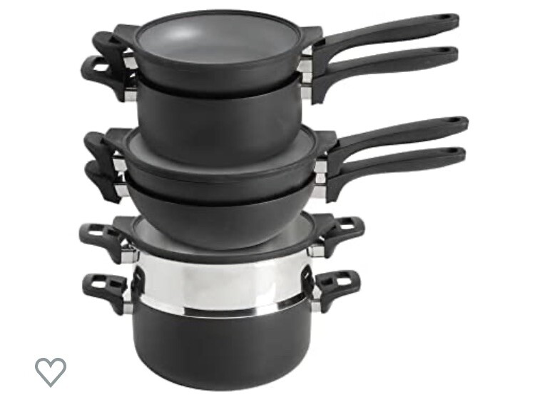 Kenmore Elite 9 Piece Grayson Stackable Nonstick Aluminum Cookware Set New