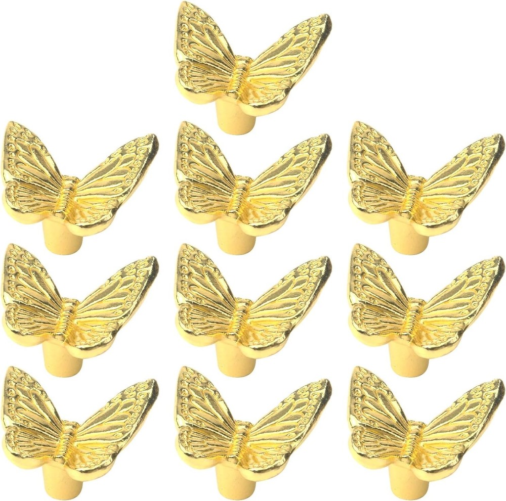 10 Pieces Vintage Butterfly Knobs, Single Hole Knobs with Screws for