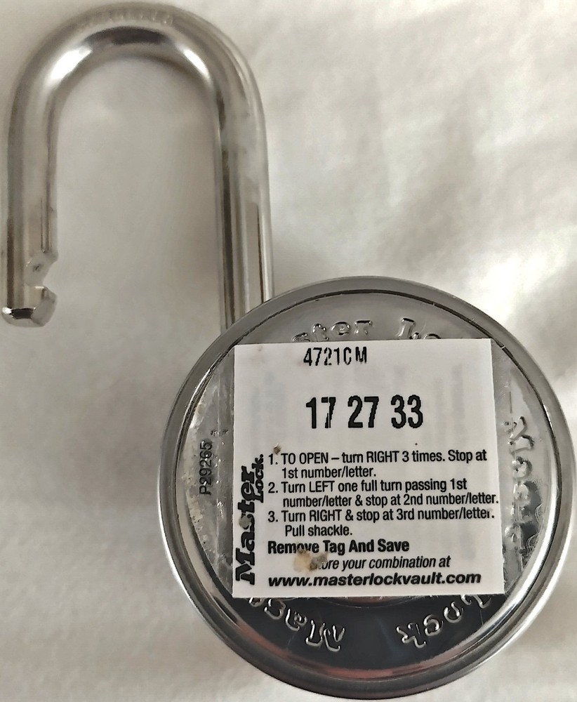 Master Lock Padlock Combination Lock Anti-Shim 3-Digit Lock #1500D Silver