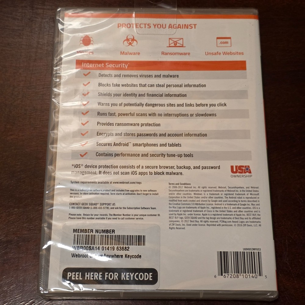 WEBROOT Secure Anywhere Internet Security, 3 Devices Antivirus Mobile PC Mac