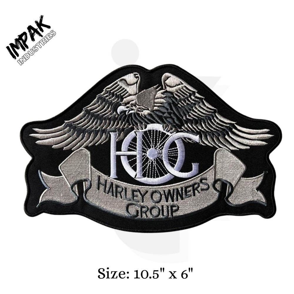 Large Heritage Eagle Silver Patch Harley Davidson Owners Group H.O.G. 10.50 Inch