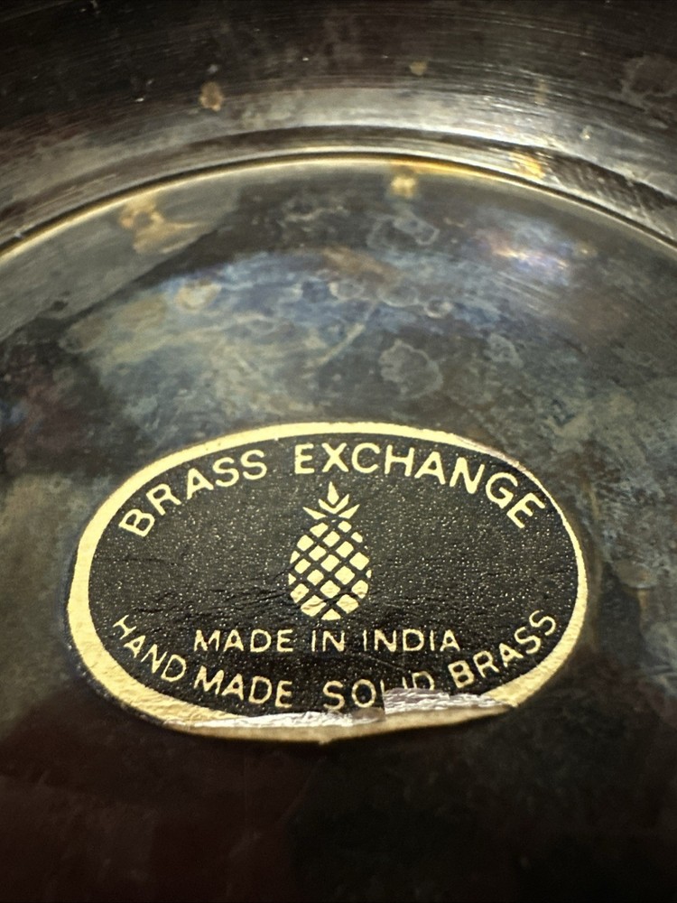 8.5” Solid Brass Etched Vase Floral Design, India