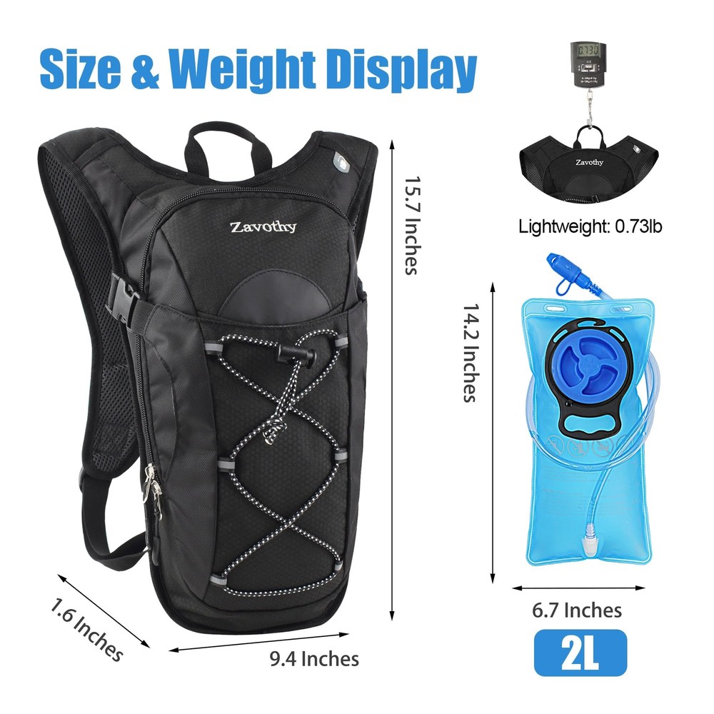Zavothy Hydration Backpack with 2L Hydration Bladder Water Backpack for Hikin...