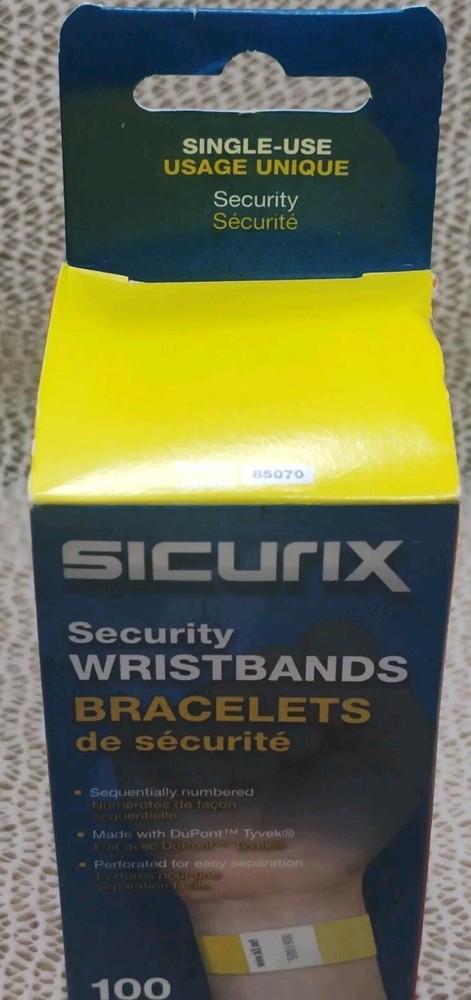 Sicurix Security Wristbands Sequentially Numbered Yellow 100ct.