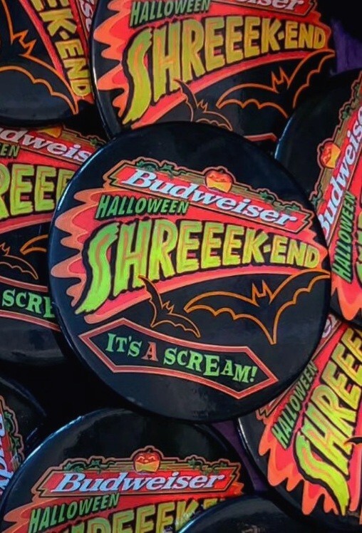Vintage Budweiser Halloween Sheeek-End Beer Button (1 Button)